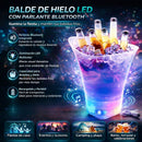 Cubeta para Hielo con Bocina Bluetooth y Luz LED RGB. Hielera Iluminada 5L de Plástico PP Grado Alimenticio. Enfriador de Bebidas para Fiestas, Bar y Eventos