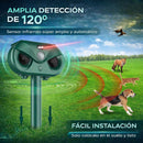 Repelente Solar de Animales Ultrasónico 3 en 1 con Sensor Infrarrojo 120°, Luz LED Estroboscópica y Láser, Impermeable IP54, para Jardín, Huerto y Exterior. Mata Insectos. H7012