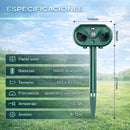 Repelente Solar de Animales Ultrasónico 3 en 1 con Sensor Infrarrojo 120°, Luz LED Estroboscópica y Láser, Impermeable IP54, para Jardín, Huerto y Exterior. Mata Insectos. H7012