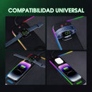Mouse Pad Gamer RGB XL con Carga Inalámbrica 20w 3 en 1 (800 x 300 mm). Alfombrilla Gaming con Iluminación Multicolor y Base Antideslizante.