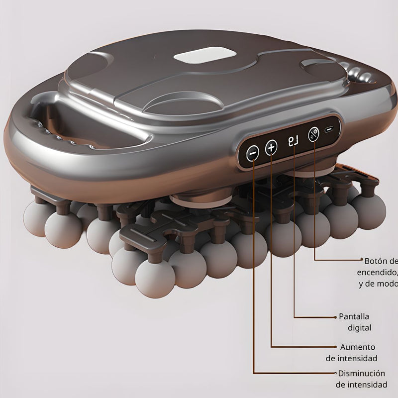 Masajeador Portátil Con 9 Modos y 9 Niveles. Pistola De Masaje Inalámbrica Con 42 Puntos De Masaje. Batería Recargable 1200–2000mAh.