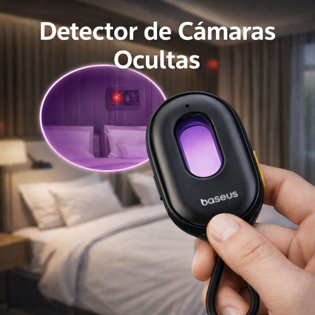 Detector de Cámaras Ocultas Infrarrojo Con Alcance de Hasta 5 Metros. Sensor Con Alarma Antirrobo y Linterna LED. Dispositivo de Protección Anti-espía.