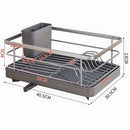 Escurridor de Platos con Bandeja de Drenaje y Porta Cubiertos de Acero Inoxidable 40.5x13x30.5 (Color Gris).