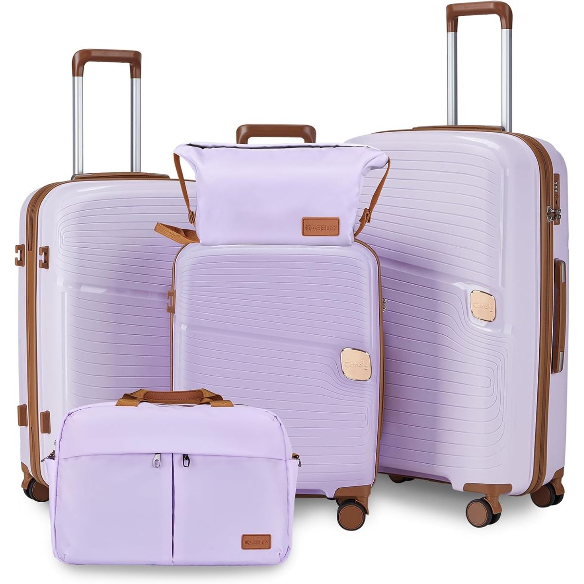 Maletas Equipaje De Viaje Con Candado De Combinación Integrado. Set de 2 Maletas Rígidas de Ruedas 360° + 2 Bolsos de Mano. (5 pzas)