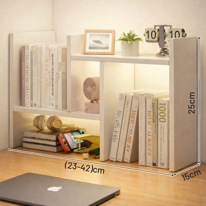 Organizador de Escritorio Multifuncional. Estantería Modular Oficina de 42 cm. Repisa Libros librero Color Blanco.