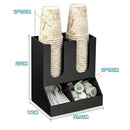 Organizador de Vasos De Café. Dispensador de Vasos Desechables con Compartimientos para cafeterias. Color Negro (27x21.5x16cm).
