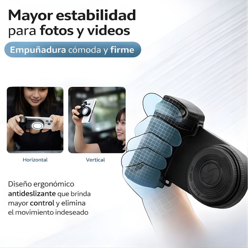 Luz LED para Celular con Control Bluetooth 750mAh. Aro de Luz Portátil Recargable USB-C con Brillo Ajustable y Conexión Magnética. Color Negro (11.7x4x8.3cm).