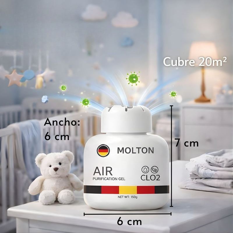 Gel Purificador de Aire CLO2 (200g). Eliminador de malos Olores. Desinfectante Ambiental para hasta 20m². Neutraliza Bacterias.