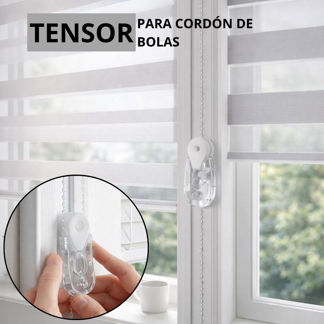 Tensor de Cadena para Persiana Enrollable. Seguro Fijador para Cortina Roller. Anclaje de seguridad.