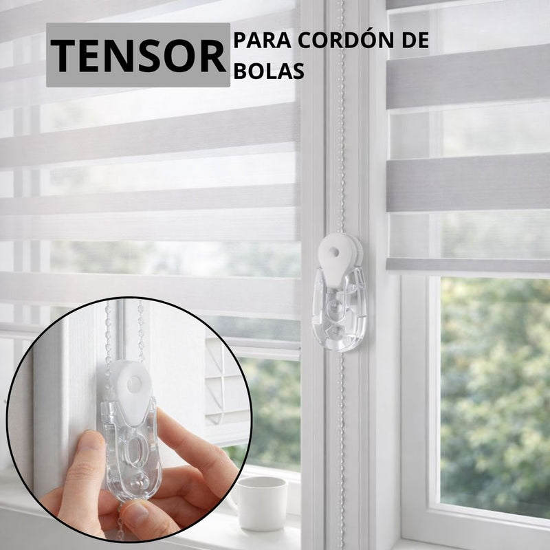 Tensor de Cadena para Persiana Enrollable. Seguro Fijador para Cortina Roller. Anclaje de seguridad.