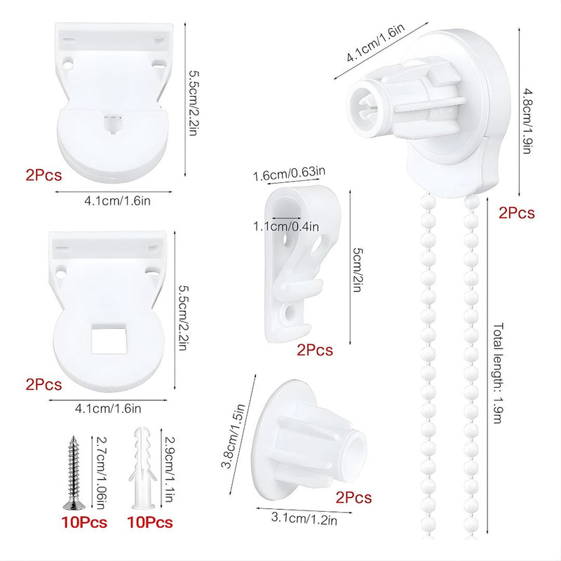 Soporte para Persianas Enrollable (2 Sets).  Repuesto Diseñado para Cortinas Roller de 25mm. (10 pcs pack)