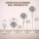 Ventilador Recargable Portátil con Control Remoto. Abanico plegable de 5 Velocidades y 3 niveles de altura ajustables. 4000mah