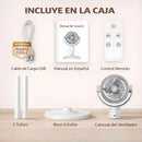 Ventilador Recargable Portátil con Control Remoto. Abanico plegable de 5 Velocidades y 3 niveles de altura ajustables. 4000mah