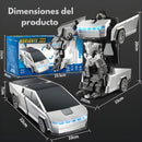 Juguete de Carro Transformable a Control Remoto para niños. CyberTruck 2 en 1 con Rotación 360° y Luces LED. Color Plateado.