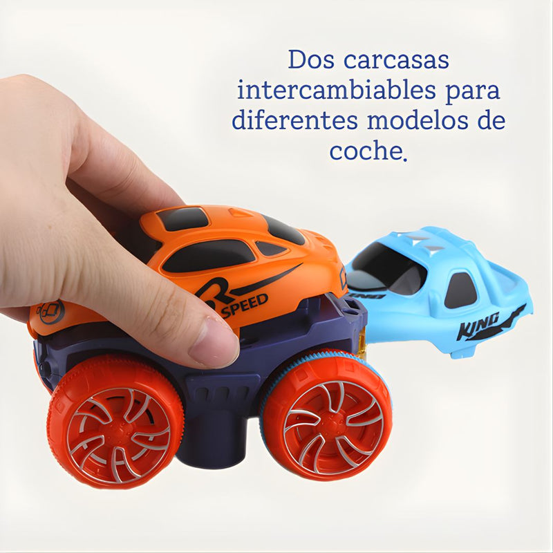 Pista de Carreras Flexible con Auto LED. Circuito Armable y Modular. Juguete de 46 Piezas para Niños.