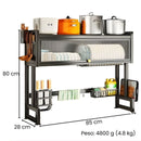 Organizador Escurridor de Platos Sobre Fregador de Cocina. Estantería Metálica Multifuncional (85x80x28cm).