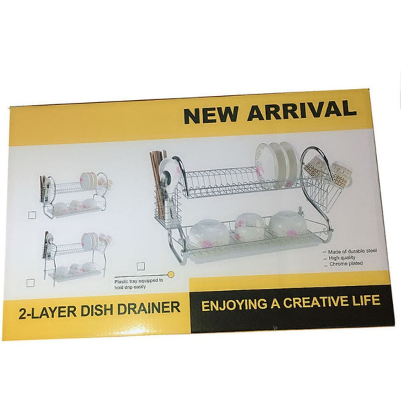 Escurridor De Platos Con Bandeja De Drenaje Y Soporte De Cubiertos. Set Organizador Con 2 Niveles (40x25x39cm).