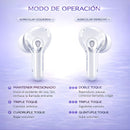 Auriculares Inalámbricos con Bluetooth 5.4 y Pantalla Táctil. Audífonos de Color Blanco.