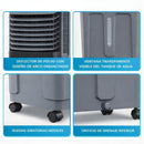 Abanico Acondicionador de Aire Frio con Agua (50L) portátil. Ventilador con Humidificador y Ruedas 110V.