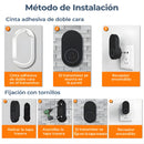 Timbre Inalámbrico Impermeable IP44 de Alcance Largo Hasta 250m. 60 Tonos Ajustables. Color negro.