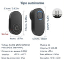Timbre Inalámbrico Impermeable IP44 de Alcance Largo Hasta 250m. 60 Tonos Ajustables. Color negro.