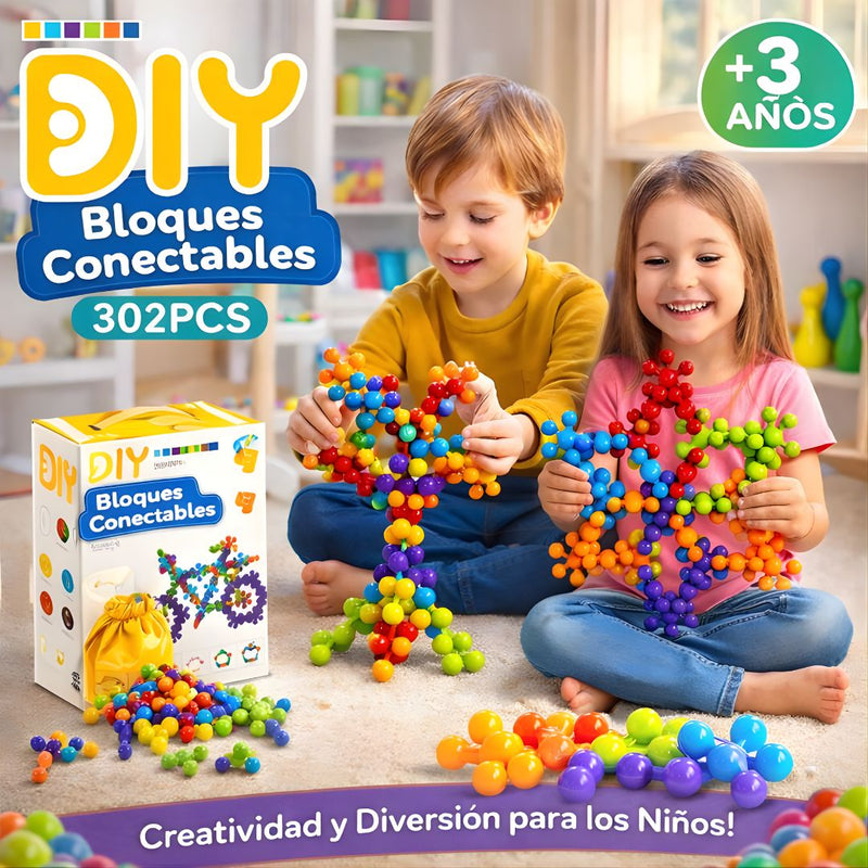 Juguete creativo 3D para diversión educativa y motricidad fina. Bloques de construcción de copos de nieve para niños de 302 Piezas.