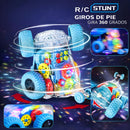 Juguete Acrobático 360° a Control Remoto. Carrito infantil giratorio con Luces LED (17.5x12.4x14.5cm). Color Celeste.