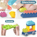 Juguete Bloques de Construcción apilables Para Niños. Cubos de Goma suave TPE Didácticos y Coloridos de 77 piezas.