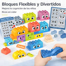 Juguete Bloques de Construcción apilables Para Niños. Cubos de Goma suave TPE Didácticos y Coloridos de 77 piezas.