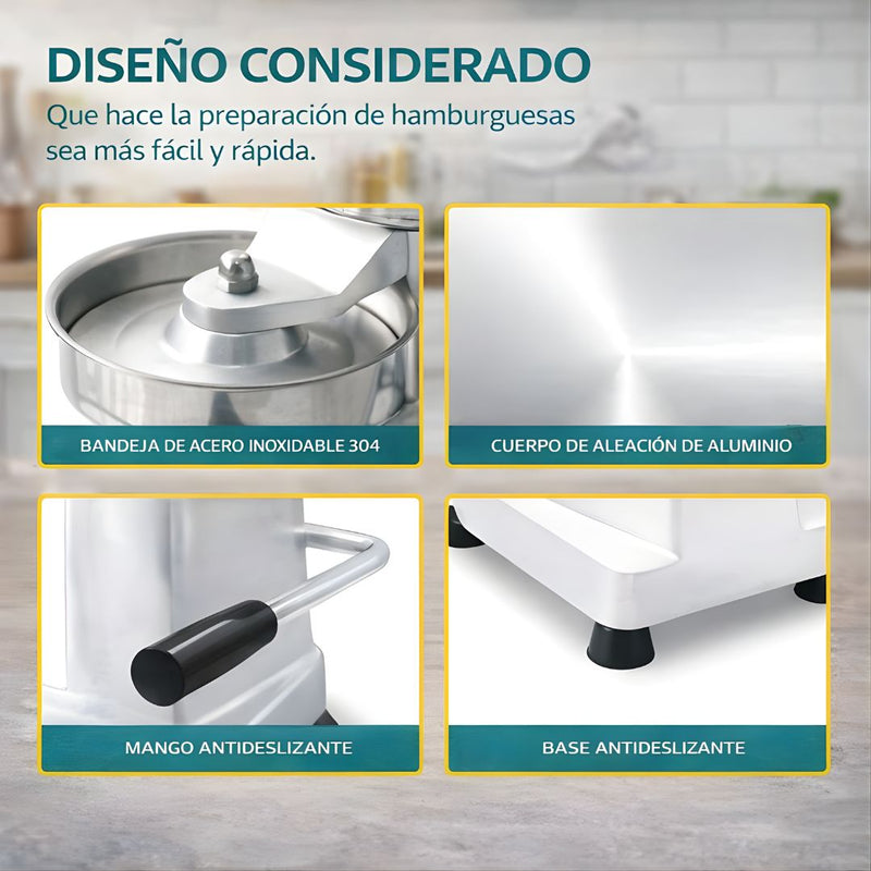 Prensa Manual Para Hamburguesas 13cm (5") de Aluminio. Moldeador Formador De Carne.