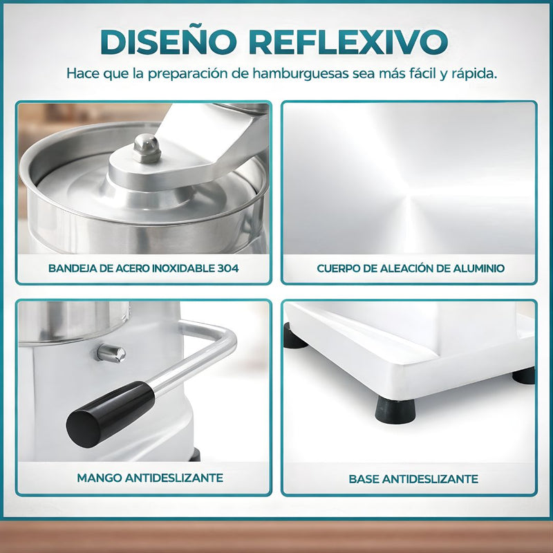 Prensa Manual Para Hamburguesas 15cm (6") de Aluminio. Moldeador Formador De Carne.