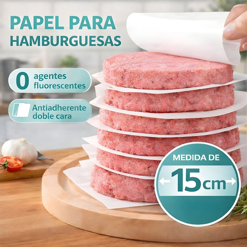 Papel Encerado Para Hamburguesas de 15 cm (6"). Separador Antiadherente (Pack de 500 Unidades).