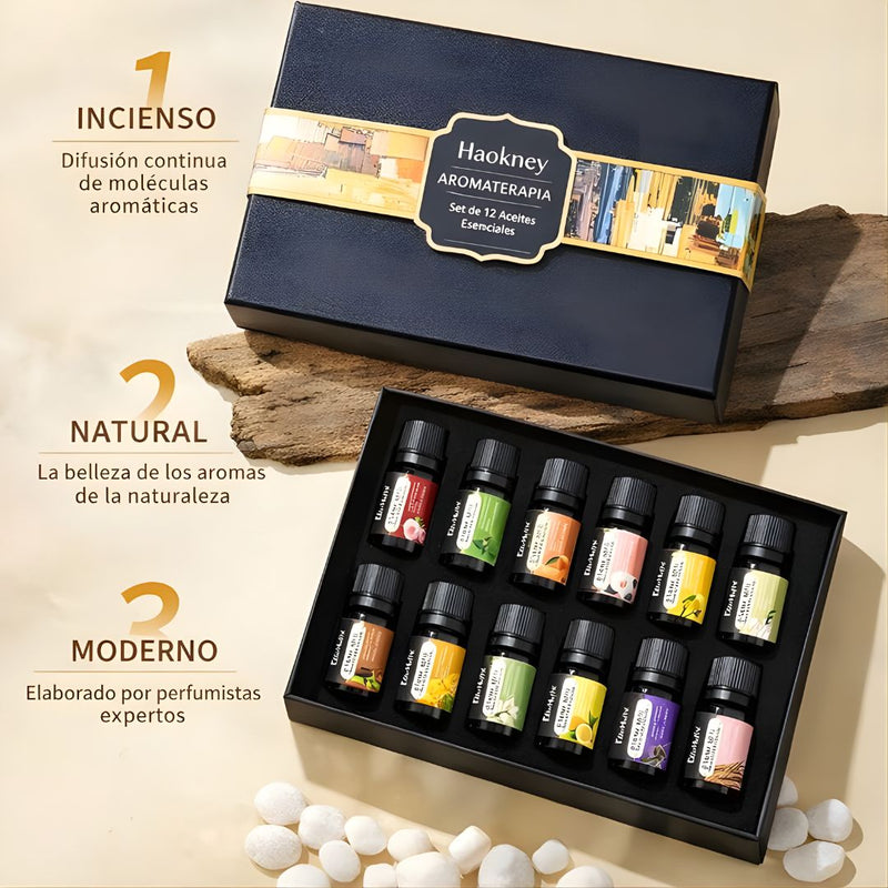 Aceites Esenciales Para Aromaterapia 10ml (Set de 12 piezas). Fragancias Variadas para Difusores de Hogar y Auto.