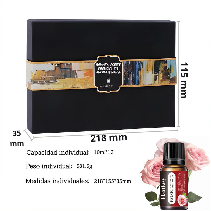 Aceites Esenciales Para Aromaterapia 10ml (Set de 12 piezas). Fragancias Variadas para Difusores de Hogar y Auto.