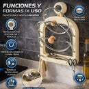 Organizador para Tapas de Ollas. Soporte de 2 niveles Para Tapadera con Ventosa. Color crema (31.5x20.8x3.5cm).
