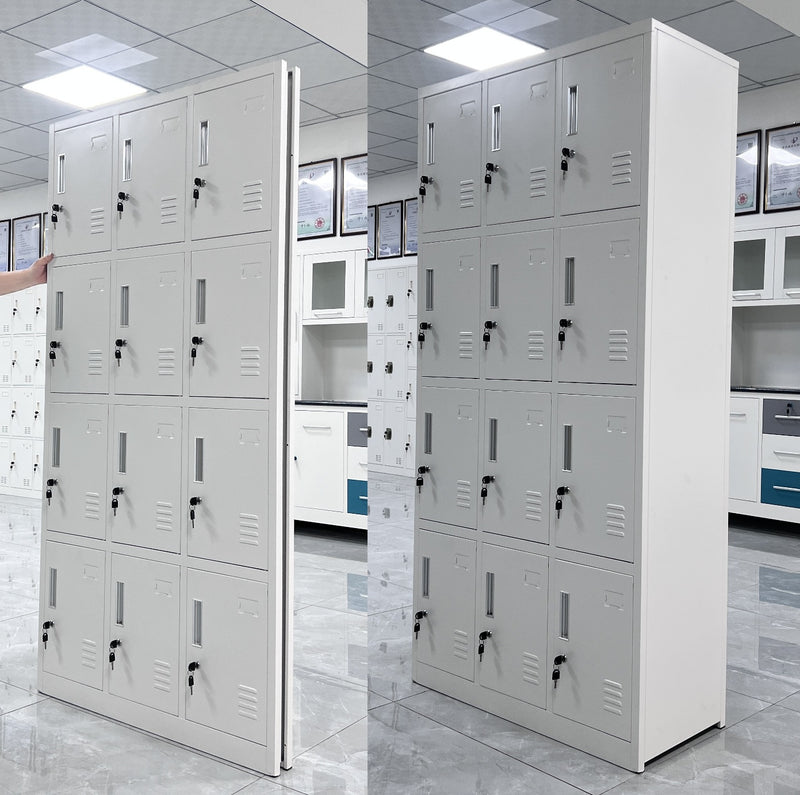 Locker Casilleros metálicos de 12 casillas 4 niveles con cerradura de llave 1850x900x450mm