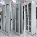 Mueble metalico Gabinete armado estructura plegable con 4 estantes ajustables doble puerta de vidrio  y cierre con llave 1850x900x400mm