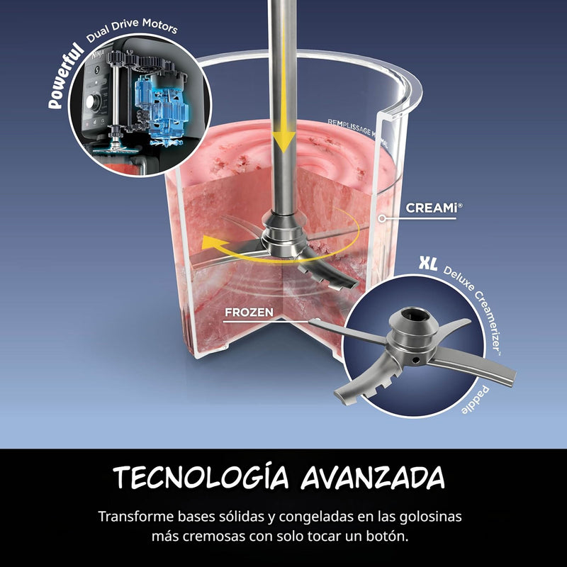 Máquina de helados Ninja CREAMi Deluxe. Maquina NC501 con 11 programas y 2 recipientes XL.