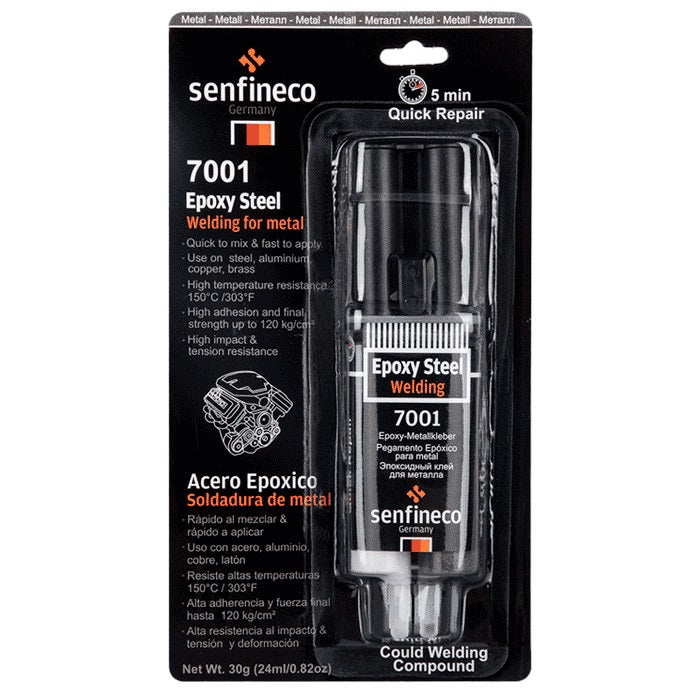 Pegamento epóxico de secado rápido 5 minutos para metal 24ml (0.82oz). Senfineco Epoxy Steel