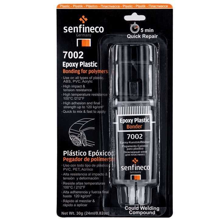 Pegamento epóxico de secado rápido 5 minutos para plástico 24ml (0.82oz). Senfineco Epoxy Plastic