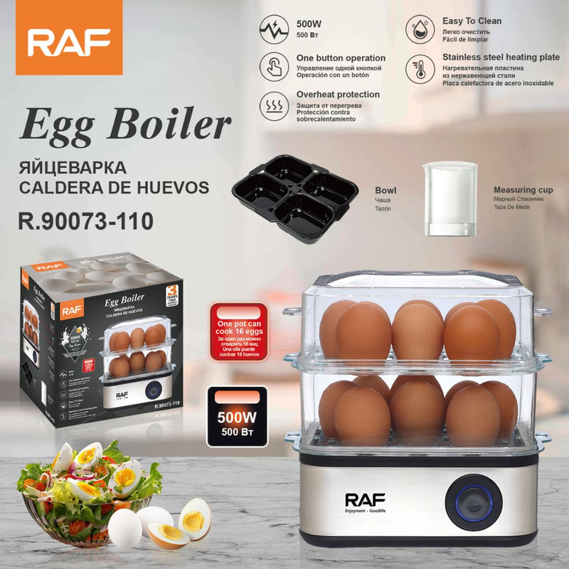 Hervidora de Huevos con Capacidad para 16 Unidades 500W. Máquina para Cocer Huevos Eléctrica 110V Doble Nivel.