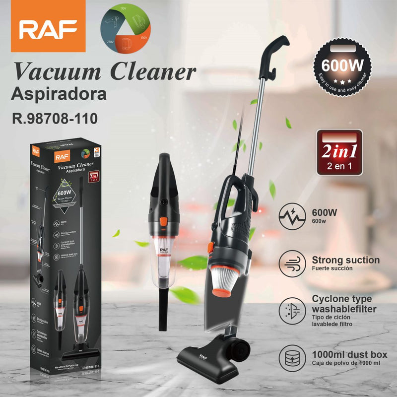 Aspiradora Eléctrica 2 en 1 600W 110V. Aspiradora Vertical y de Mano con Filtro Lavable. Depósito de Polvo de 1L.