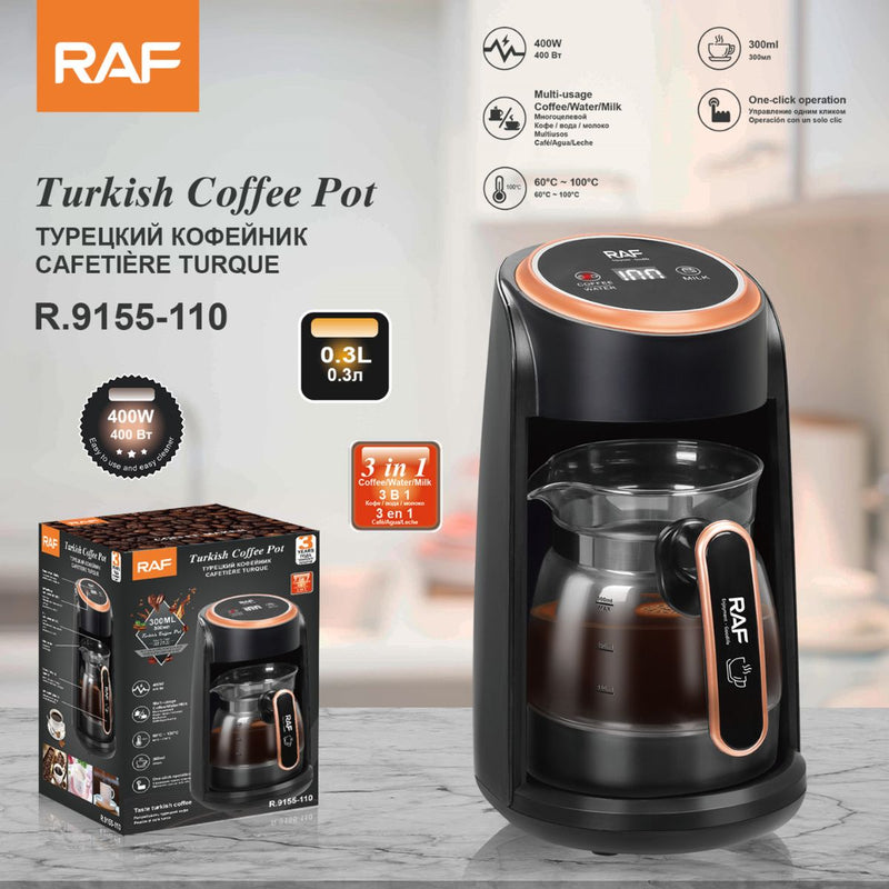 Cafetera Turca Eléctrica 400W. Máquina para Café Turco, Agua o Leche 110V. Sin Filtro. Jarra de Vidrio.