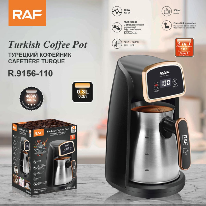 Máquina De Café Turco. Cafetera Turca Eléctrica 400W 110V. Prepara Café, Agua o Leche con Control de Temperatura.