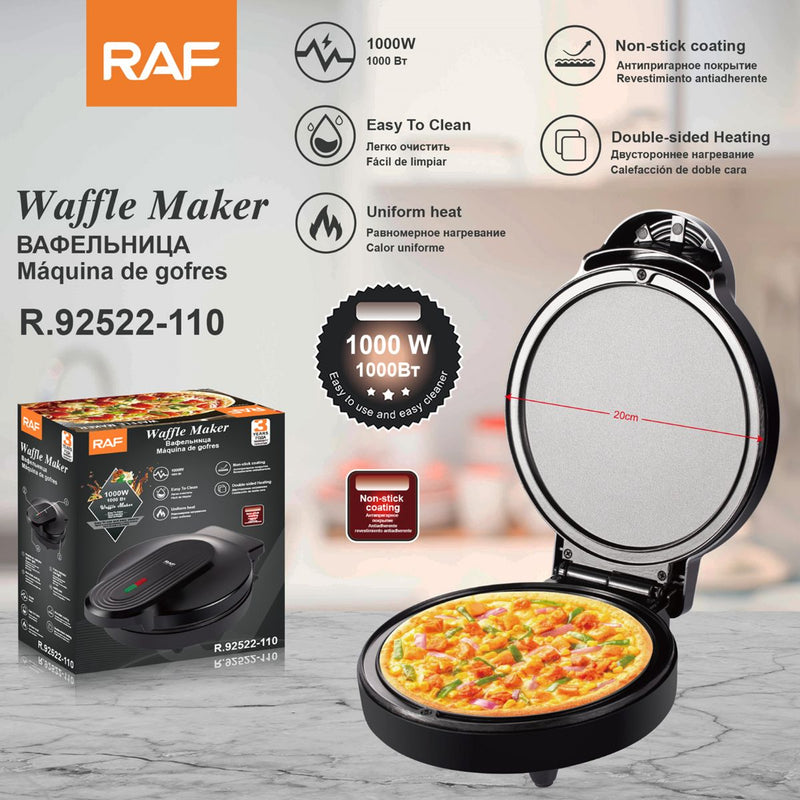 Sandwichera Eléctrica 1000W 110V. Plancha Eléctrica Multifuncional Antiadherente con Calor Doble y Superficie de 20 cm.