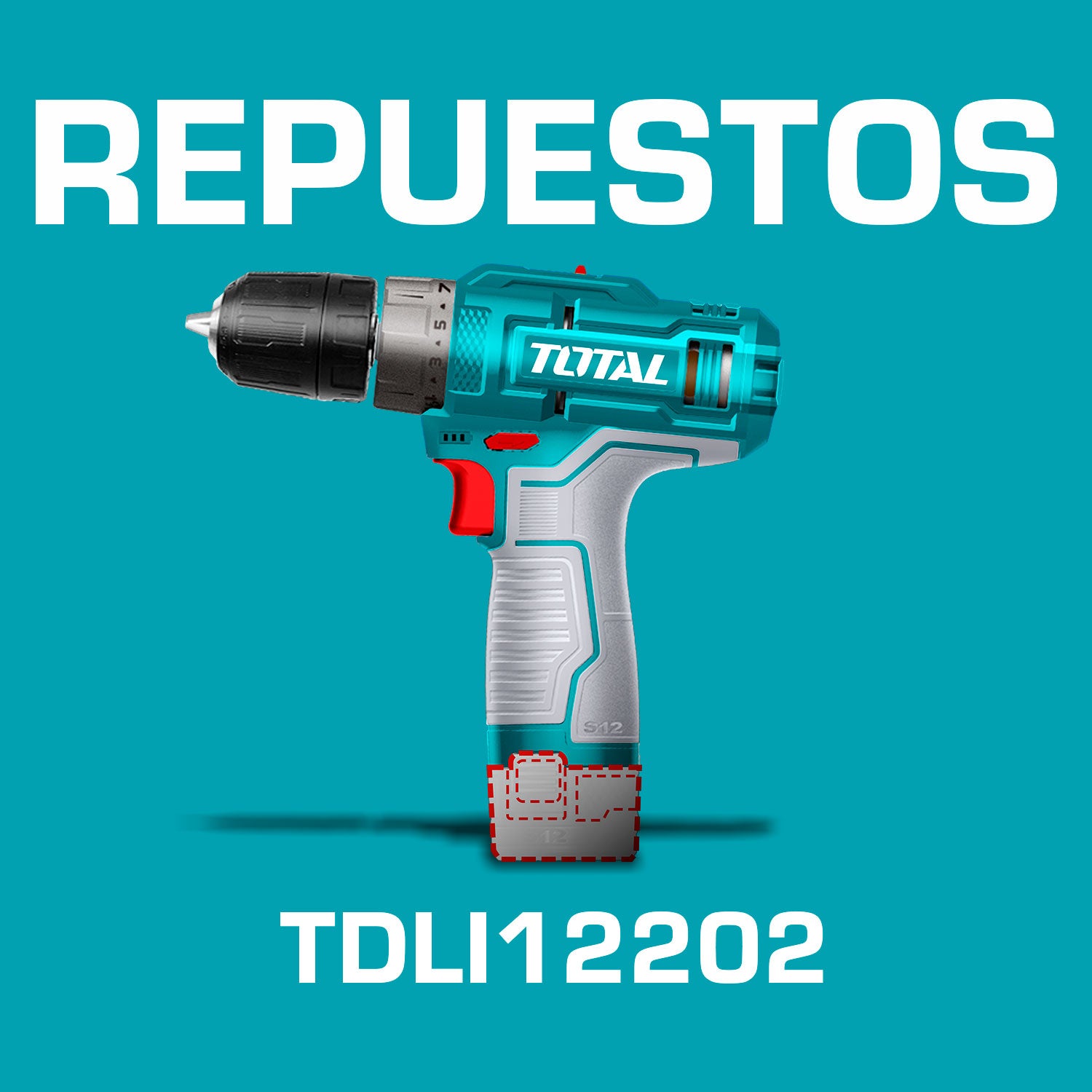 Repuestos Taladro inalámbrico de 12V. 0.8-10mm 20Nm. Torque:15+1. Codigo TDLI12202