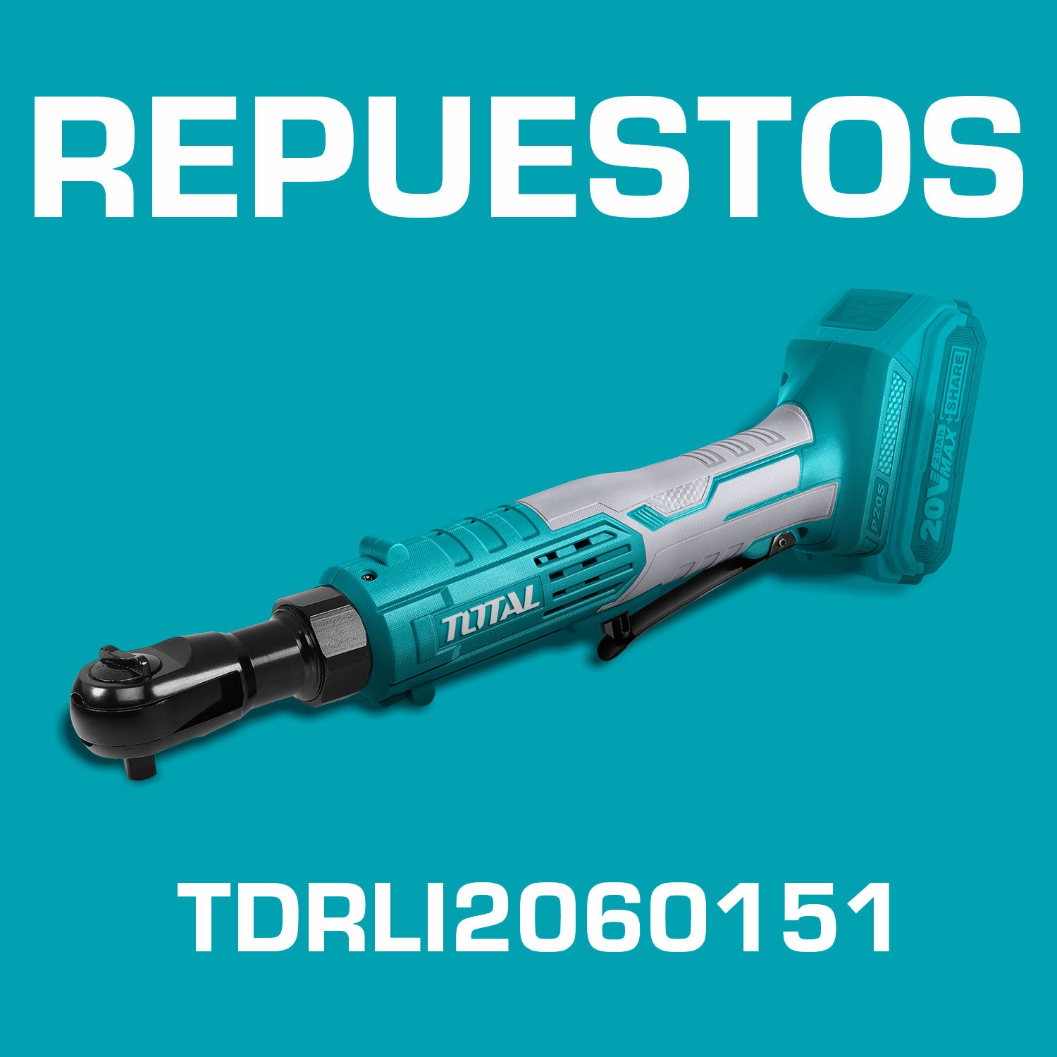 Repuestos Ratchet Inalámbrico 20V de 3/8" 65Nm. Incluye 3 llaves. Batería y cargador por separado. Llave impacto Codigo  TDRLI2060151