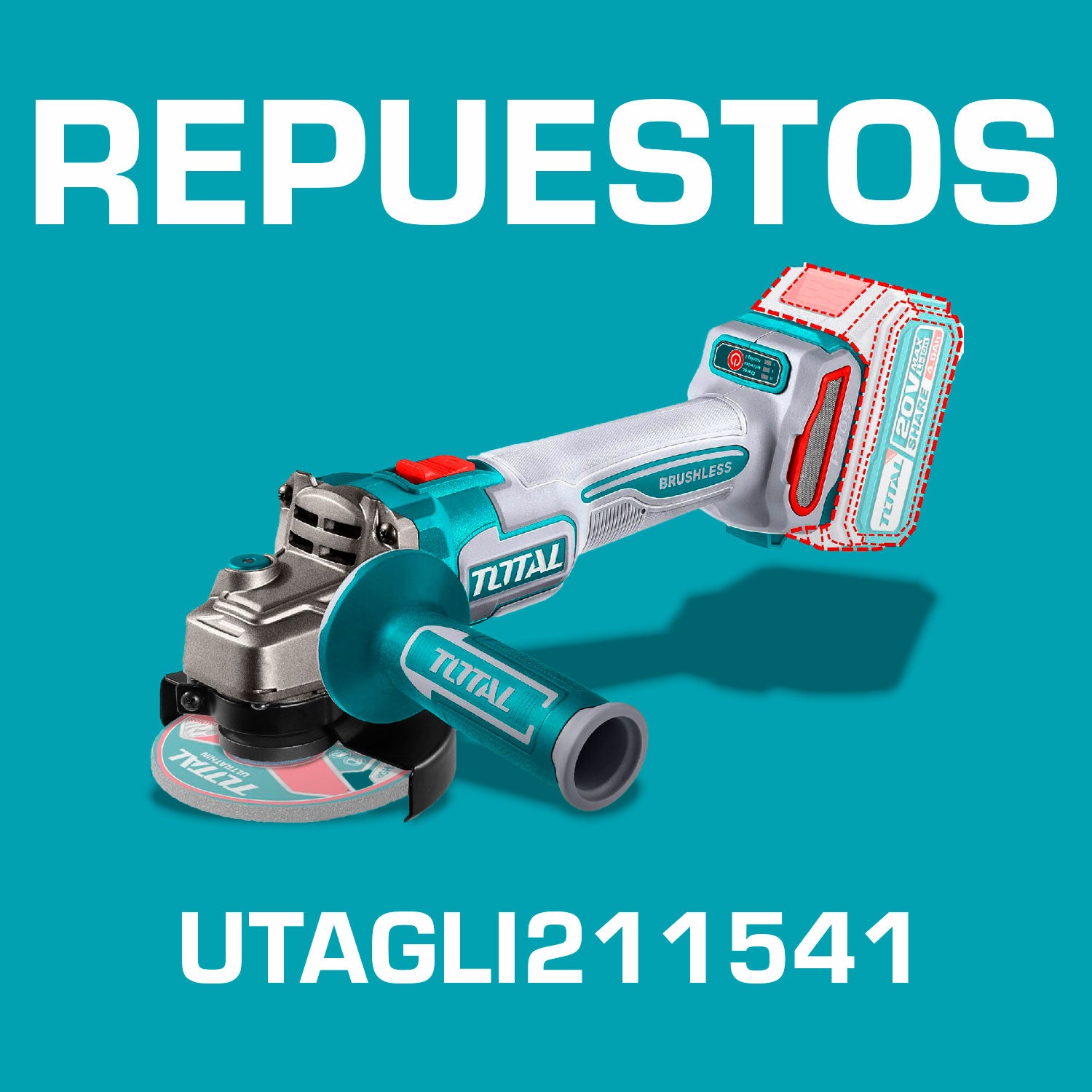 Repuestos Esmeril angular flexible 4 1/2" 20V inalambrica a baterias Codigo  UTAGLI211541