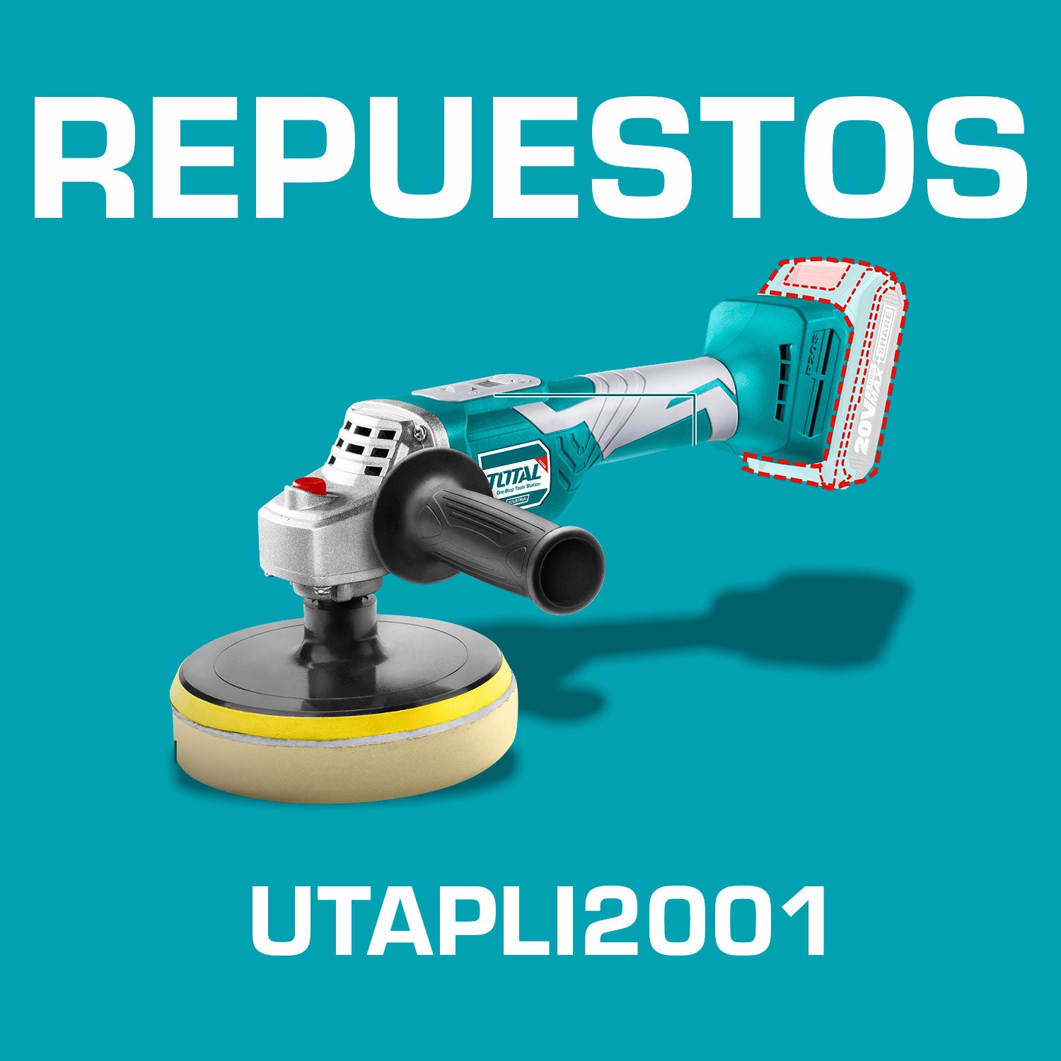 Repuestos Pulidora de Felpa de Bateria Lithium-Ion de 6"(150mm).20 V.No IncluyeB/C.Rosca TipoM14. Codigo  UTAPLI2001