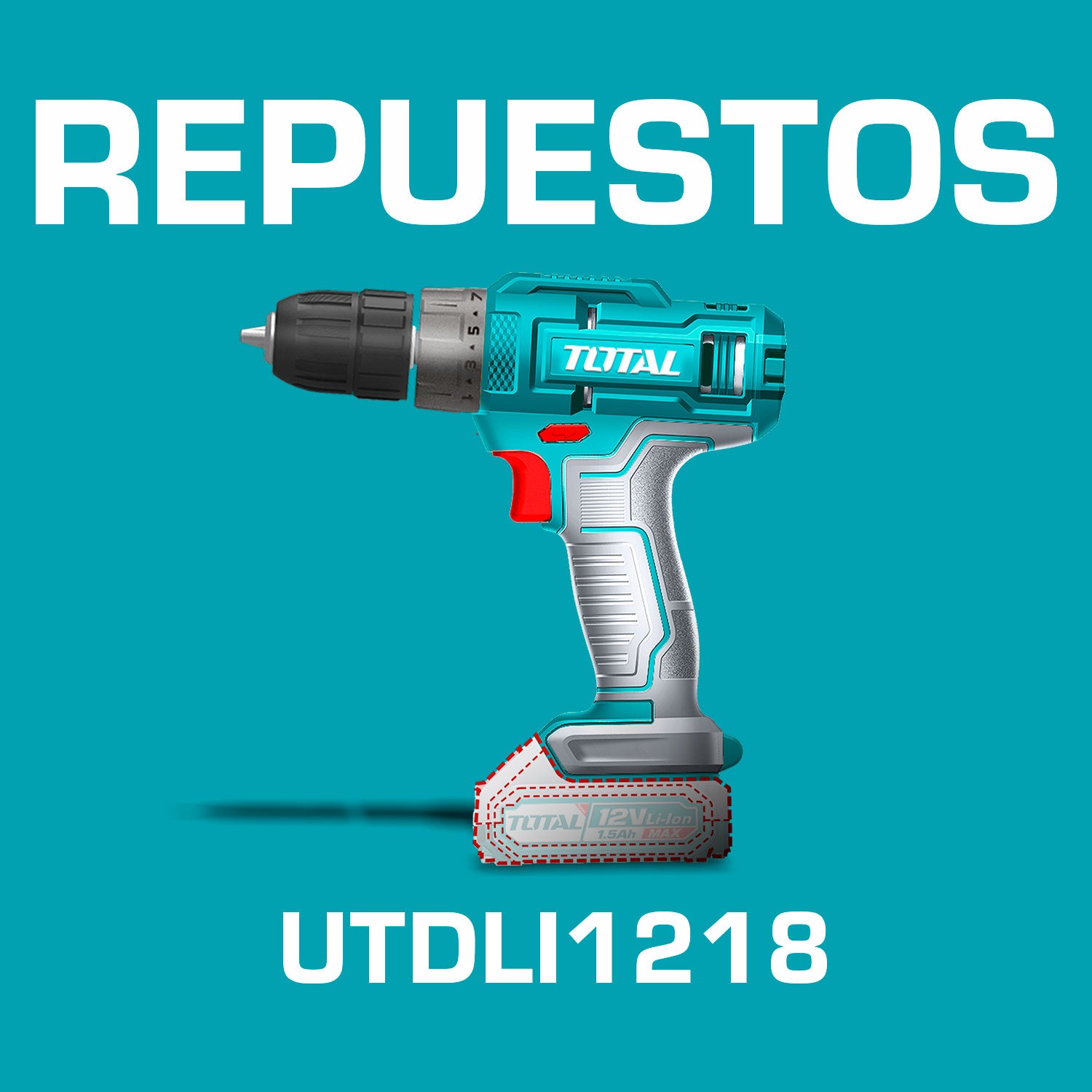 Repuestos Drill Taladro inalámbrico de 12V 3/8" 20Nm. 0-750rpm. Torque: 15+1 Codigo UTDLI1218